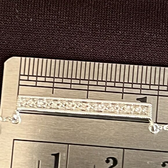 Sterling Silver & Diamond Bar Necklace — Dainty Minimalist 18” MSCO 925 - Picture 10 of 13